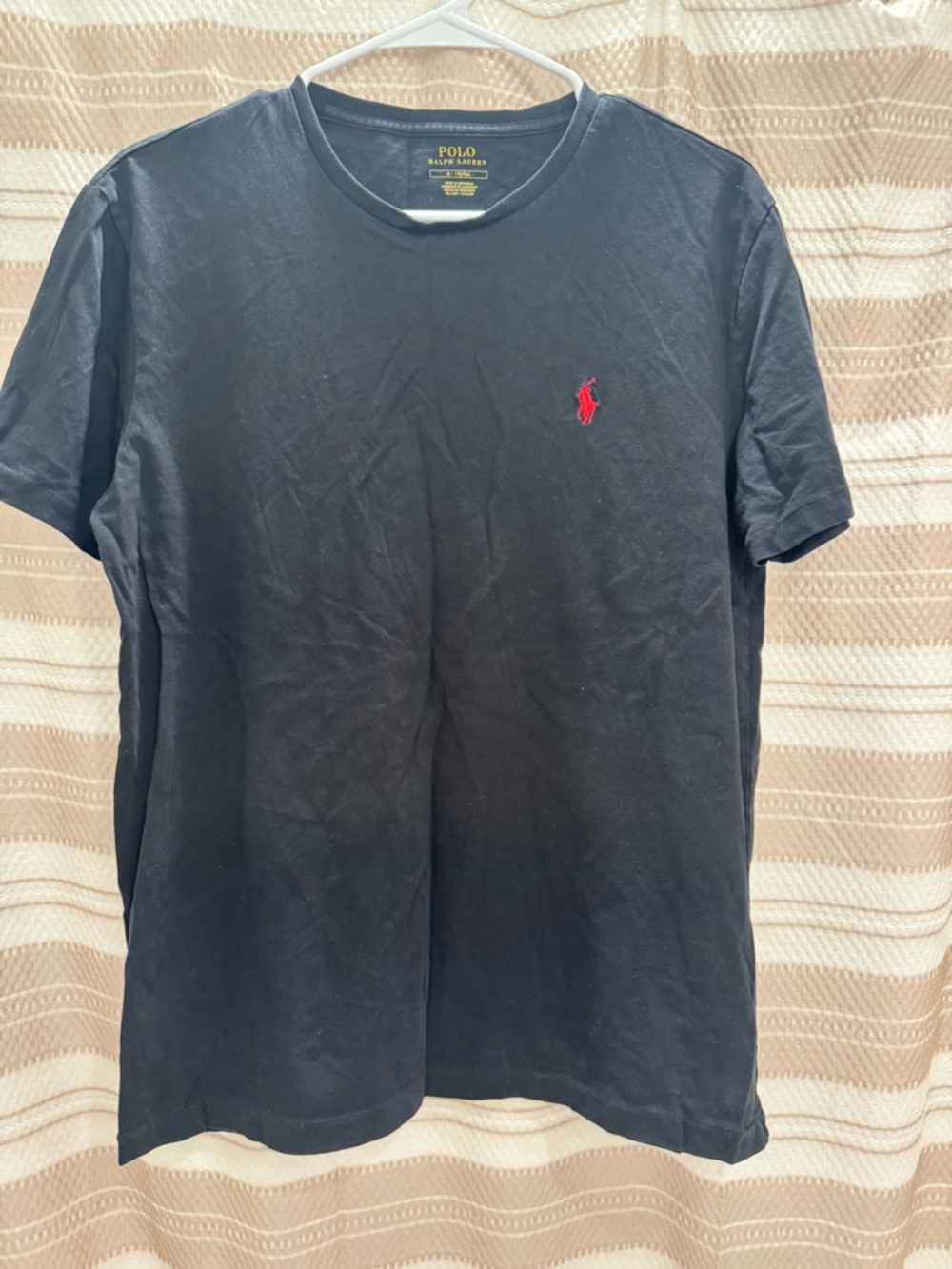 Men Polo by Ralph Lauren Black Short-Sleeve Crew Tee with Red Pony